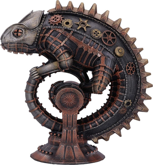 Steampunk Chameleon Lizard Figurine 22.3cm Bronze Resin Ornament Hand Painted