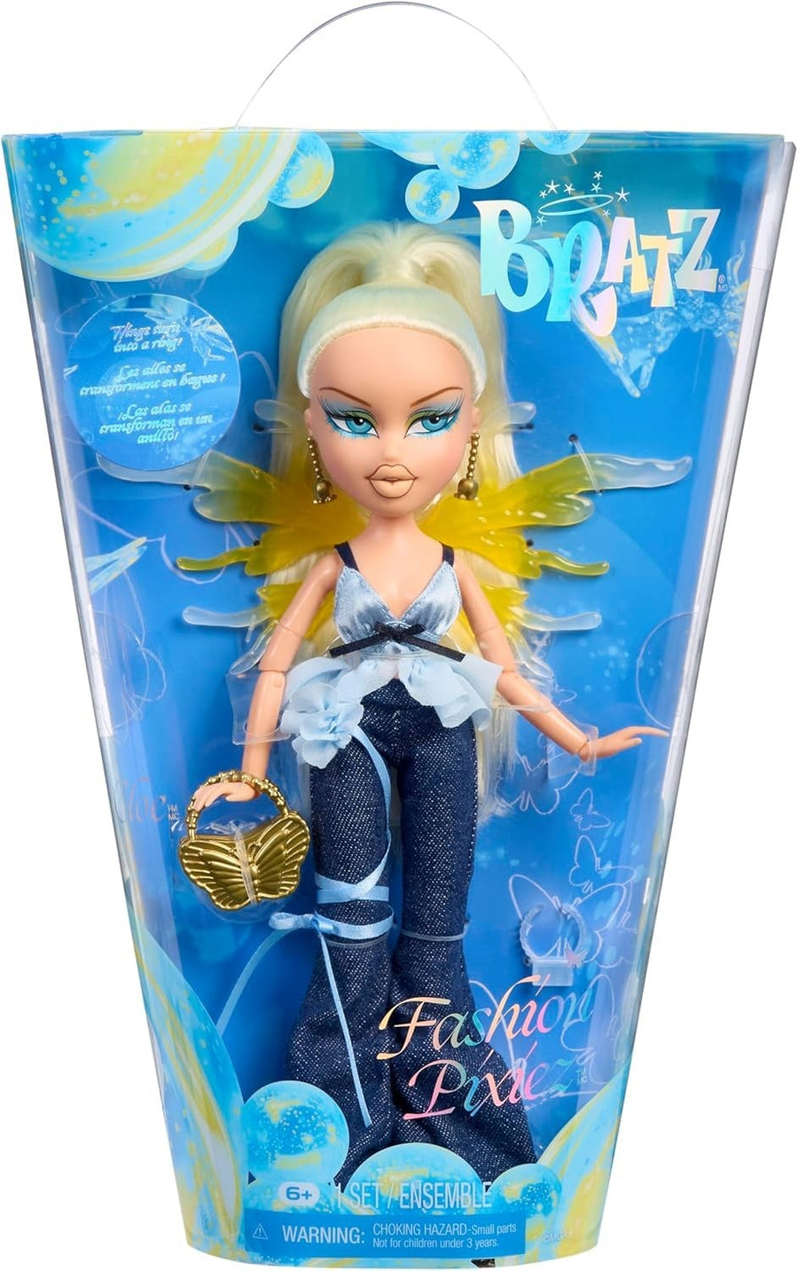 Fantasy Pixie Fashion Doll Wings Ring Denim Bell Bottom Outfit