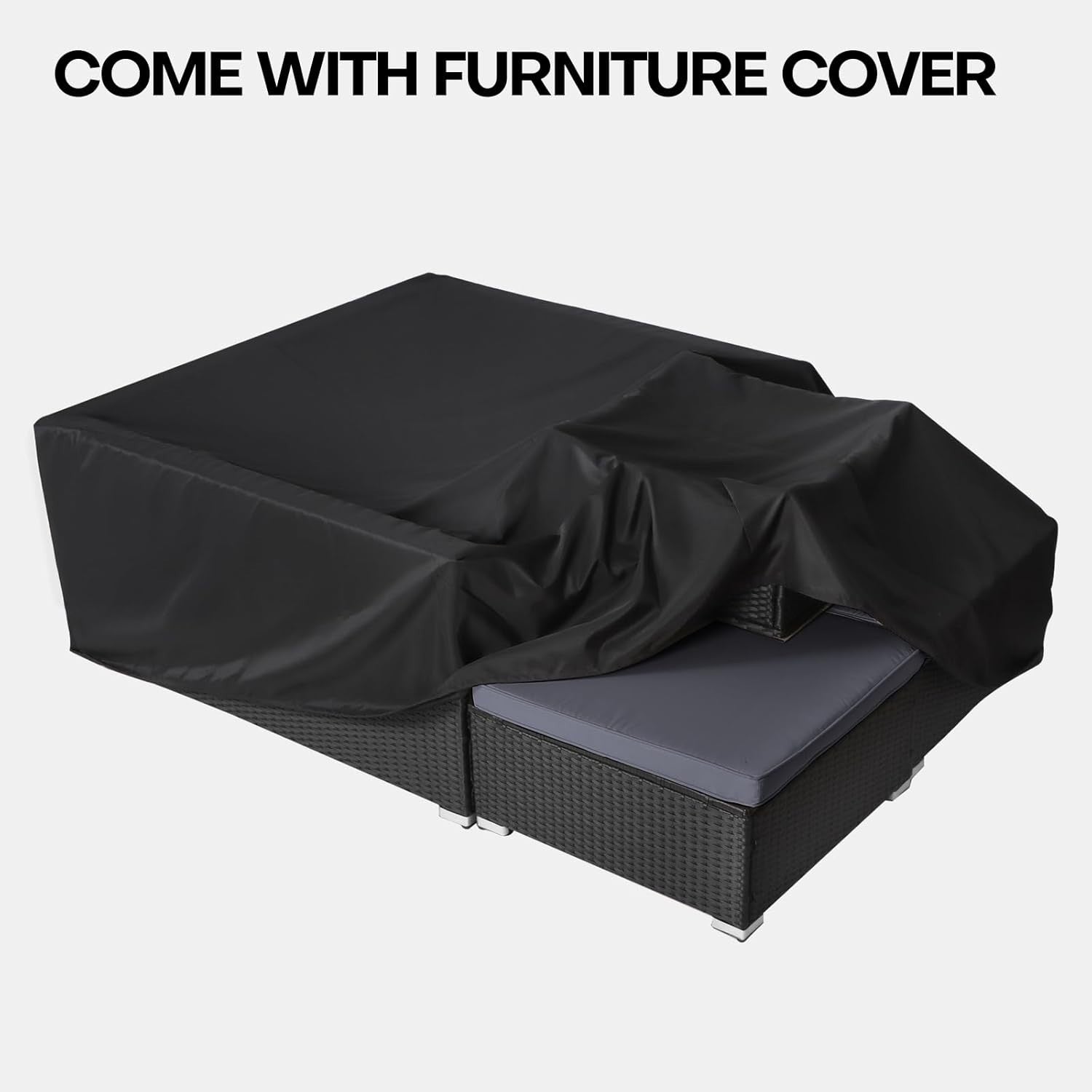 6 Seater Rattan Garden Sofa Set with Table & Stools – Weatherproof Patio