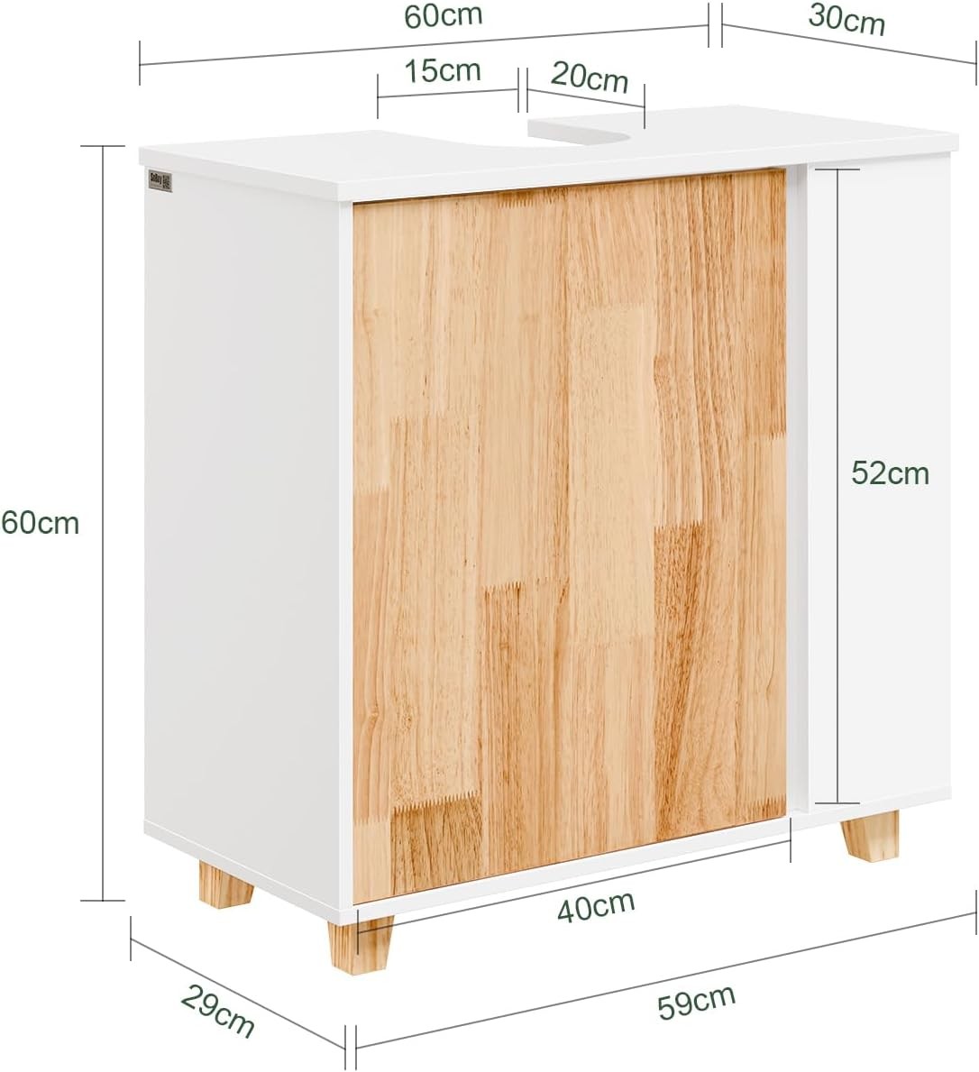 White Under Sink Bathroom Cabinet with Shelves & Cupboard Storage Unit