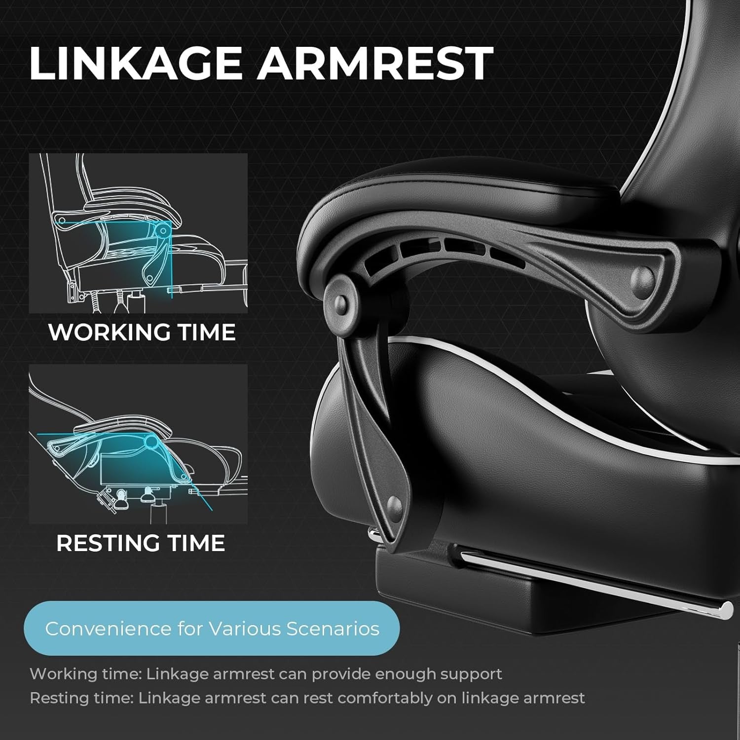 Ergonomic Gaming Chair with Footrest Massage Lumbar PC Desk White
