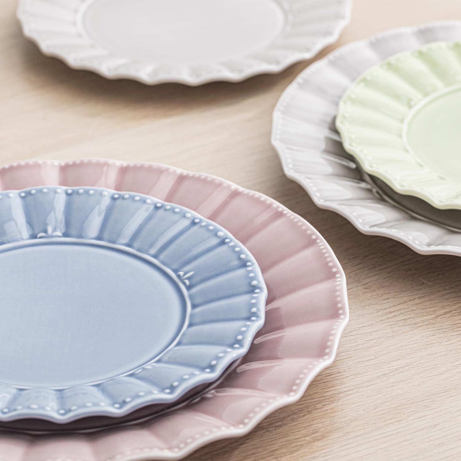 12 Piece Porcelain Dinner Set Colourful Plates Bowls Microwave Dishwasher Safe