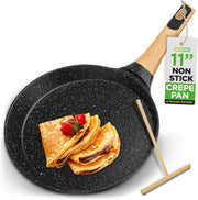 28cm Non-Stick Crepe Pan – Marble Pancake, Crepe & Dosa Skillet with Spreader