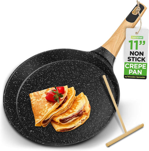 28cm Non-Stick Crepe Pan – Marble Pancake, Crepe & Dosa Skillet with Spreader