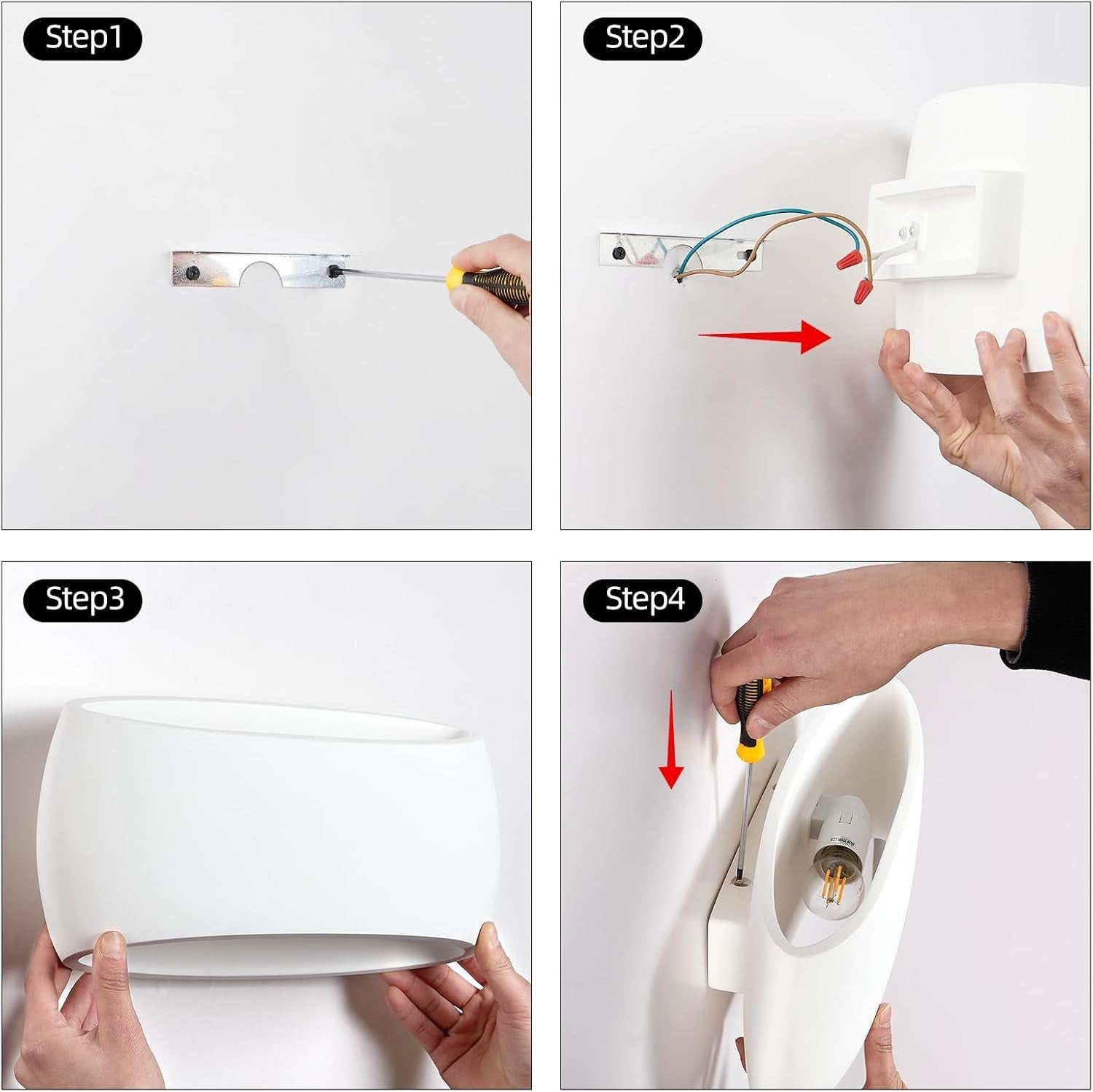 Modern Wall Uplighters White Plaster Indoor Lights 2 Pack | Up Down Lamps