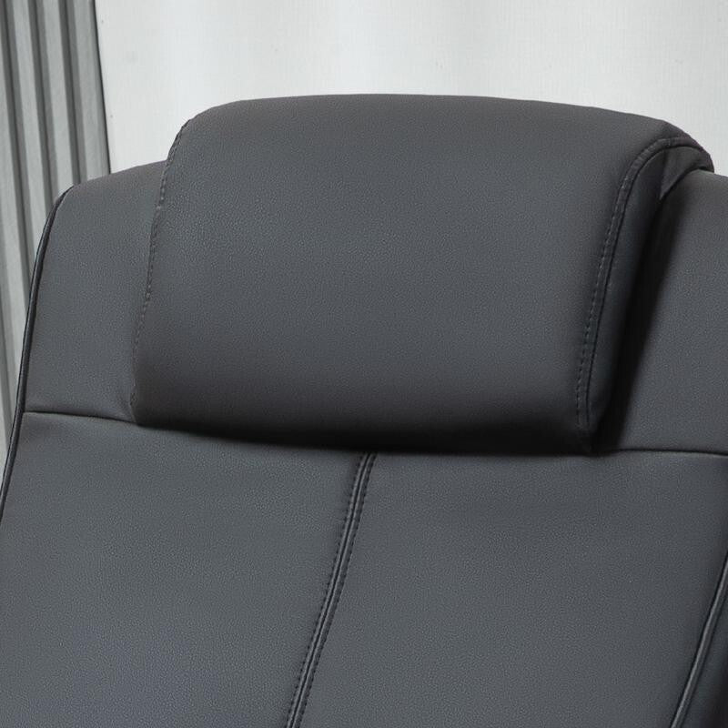 Black Recliner Armchair Chair w/ Footstool Faux Leather Swivel Lounge Set