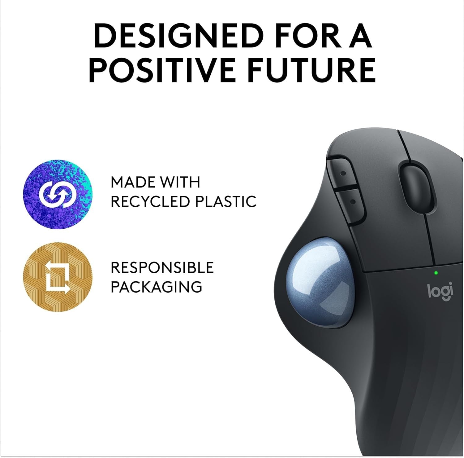 Wireless Trackball Mouse Ergonomic Bluetooth USB Thumb Control