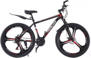 26” Mountain Bike 21-Speed Dual Disc Brake Adult Off-Road MTB Black/Red