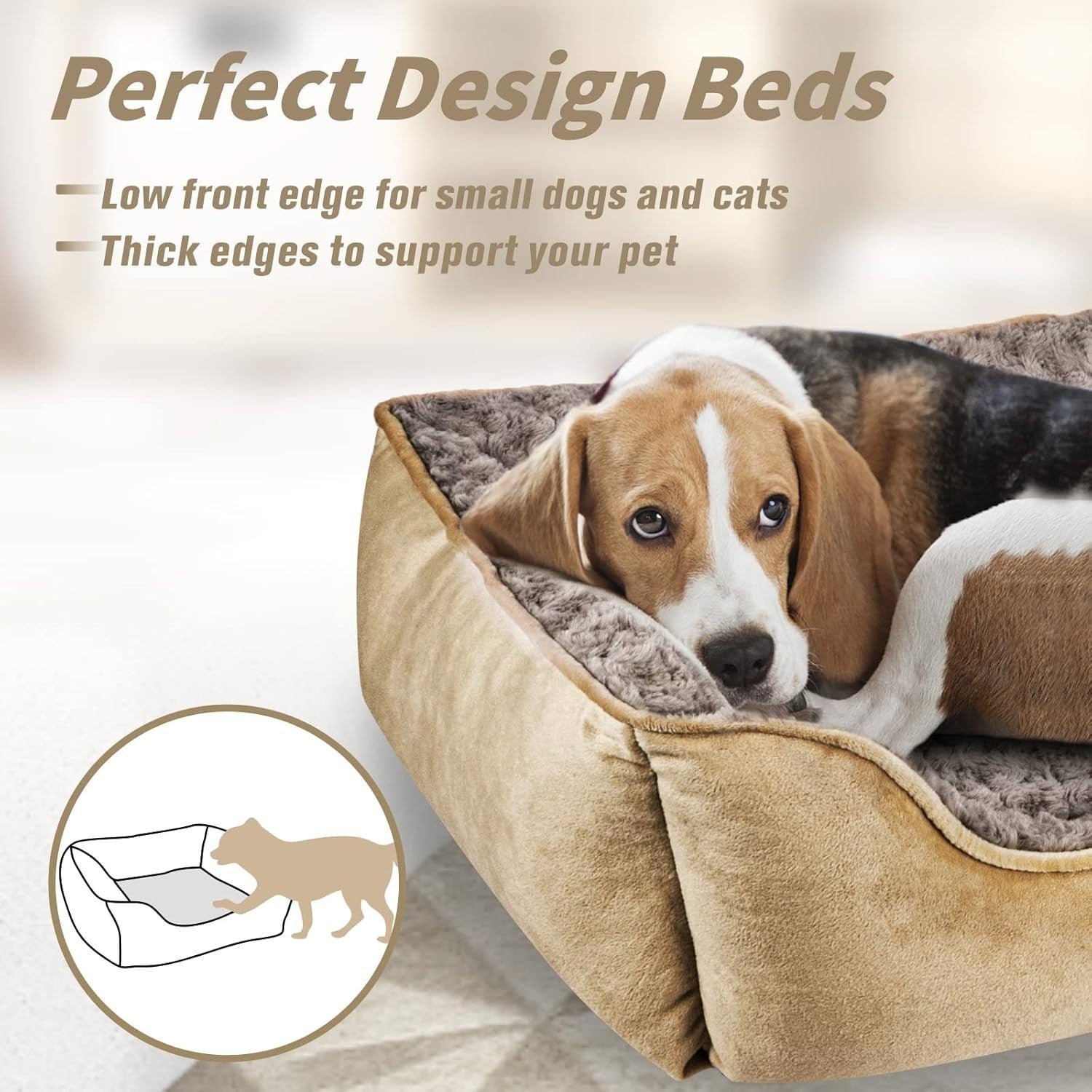 Large Calming Dog Bed 89x64x23cm Washable Plush Anti Anxiety