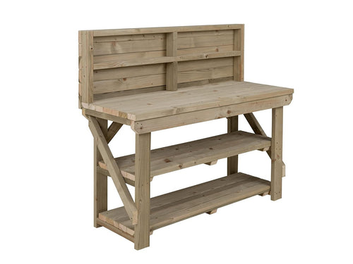5ft Heavy Duty Workbench with Back Panel & Double Shelf – Pressure Treated