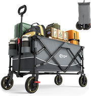Grey 200L Folding Festival Trolley Heavy Duty Camping Beach Wagon w/ Brakes