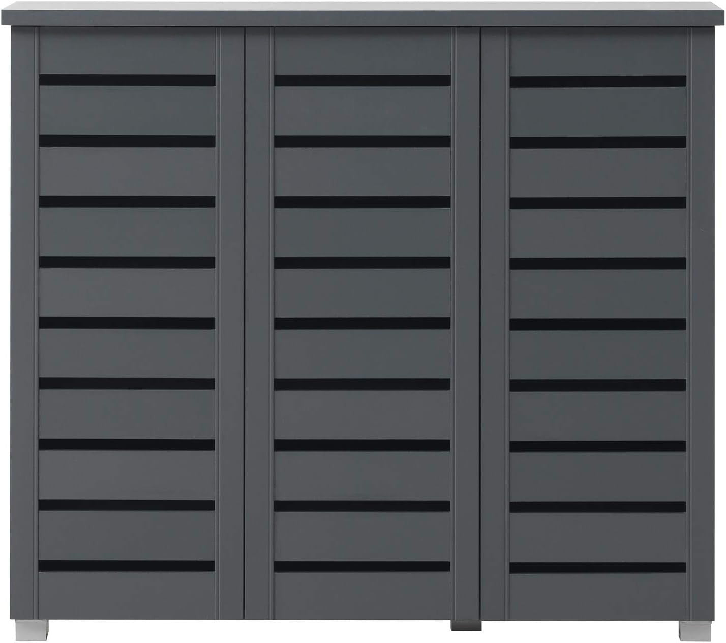 Modern Shoe Cabinet 4 Tier with 3 Doors | Grey Storage Unit for Hallway
