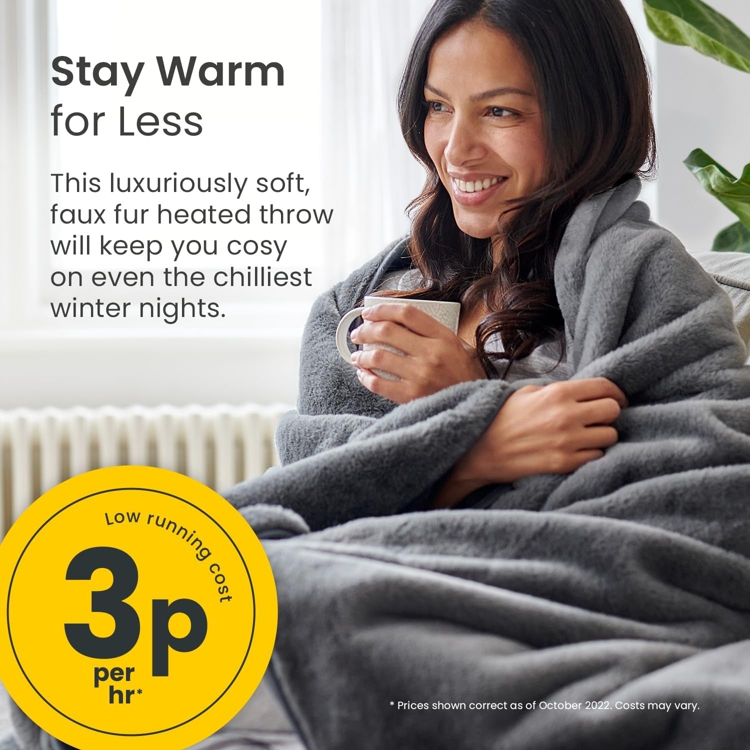 Electric Heated Throw Blanket Faux Fur 9 Heat Settings Timer Washable