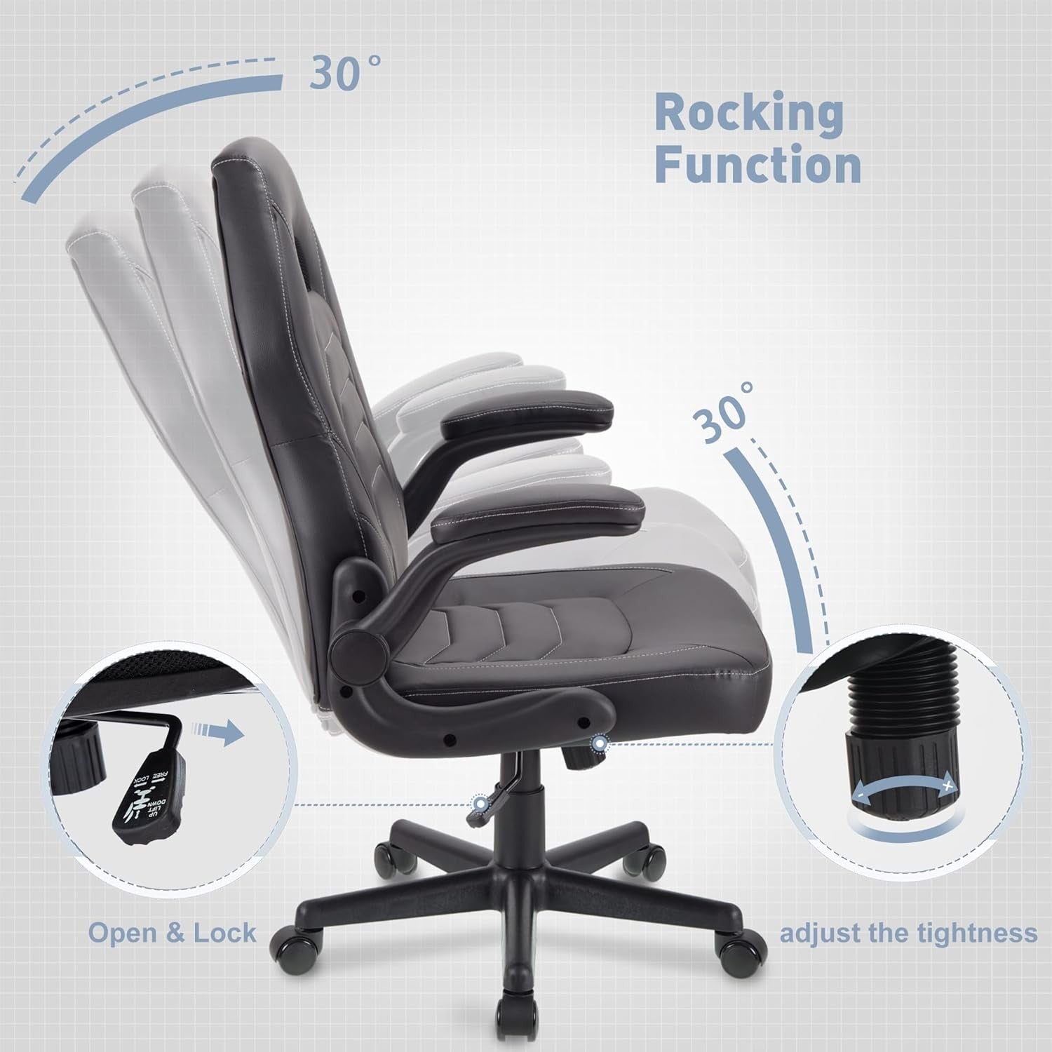 Ergonomic Gaming Chair Flip-Up Arms Faux Leather Black