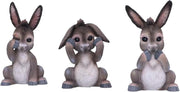Three Wise Donkeys Ornament Set 11cm Resin Figurines Home Decor Gift Cute Trio