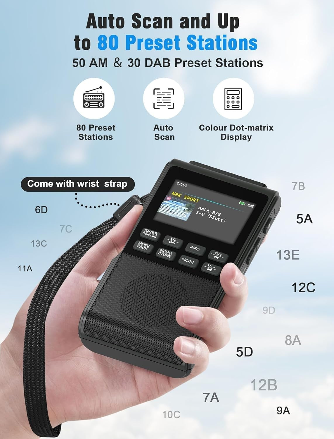 Portable DAB+/FM Radio with Bluetooth, USB/SD MP3 & Dual Alarm