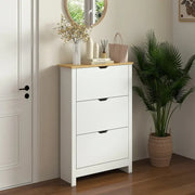 White Slim Shoe Cabinet 3 Drawer Storage Unit Narrow Hallway Organiser