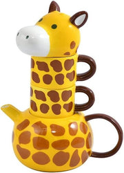 Giraffe Teapot and 2 Cup Set Hand Painted Porcelain Tea Pot 500ml
