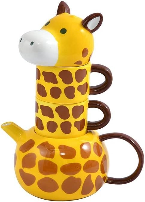 Giraffe Teapot and 2 Cup Set Hand Painted Porcelain Tea Pot 500ml