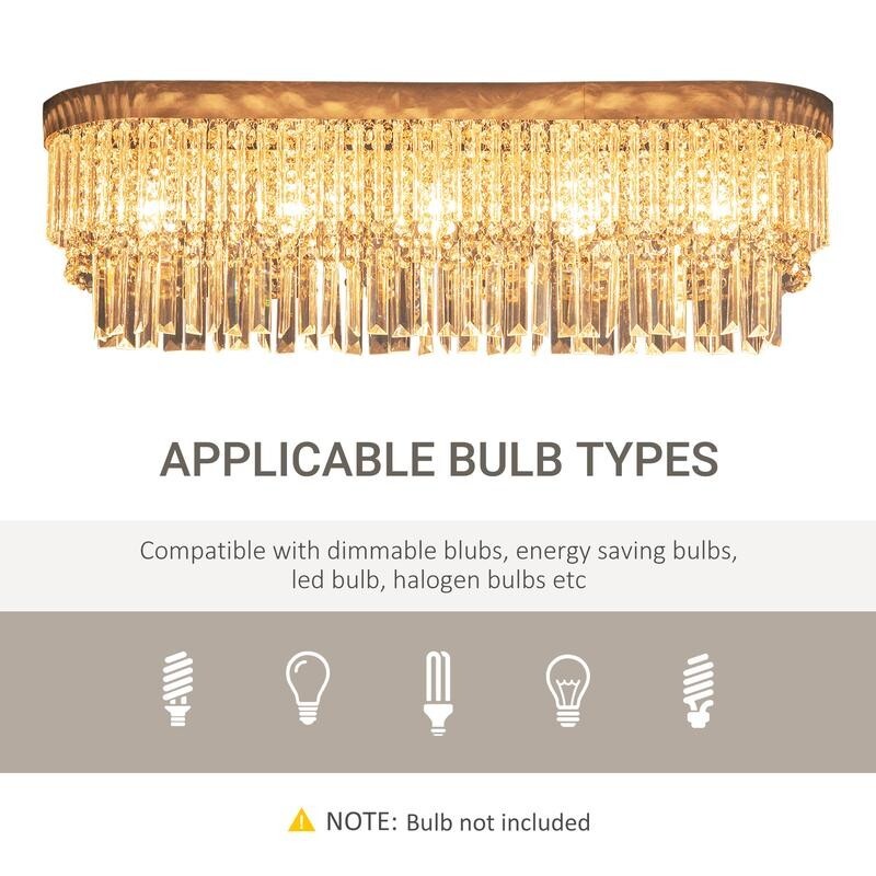 Modern 82cm Crystal Raindrop Chandelier Ceiling Light E14 5 Bulb Luxury Fixture