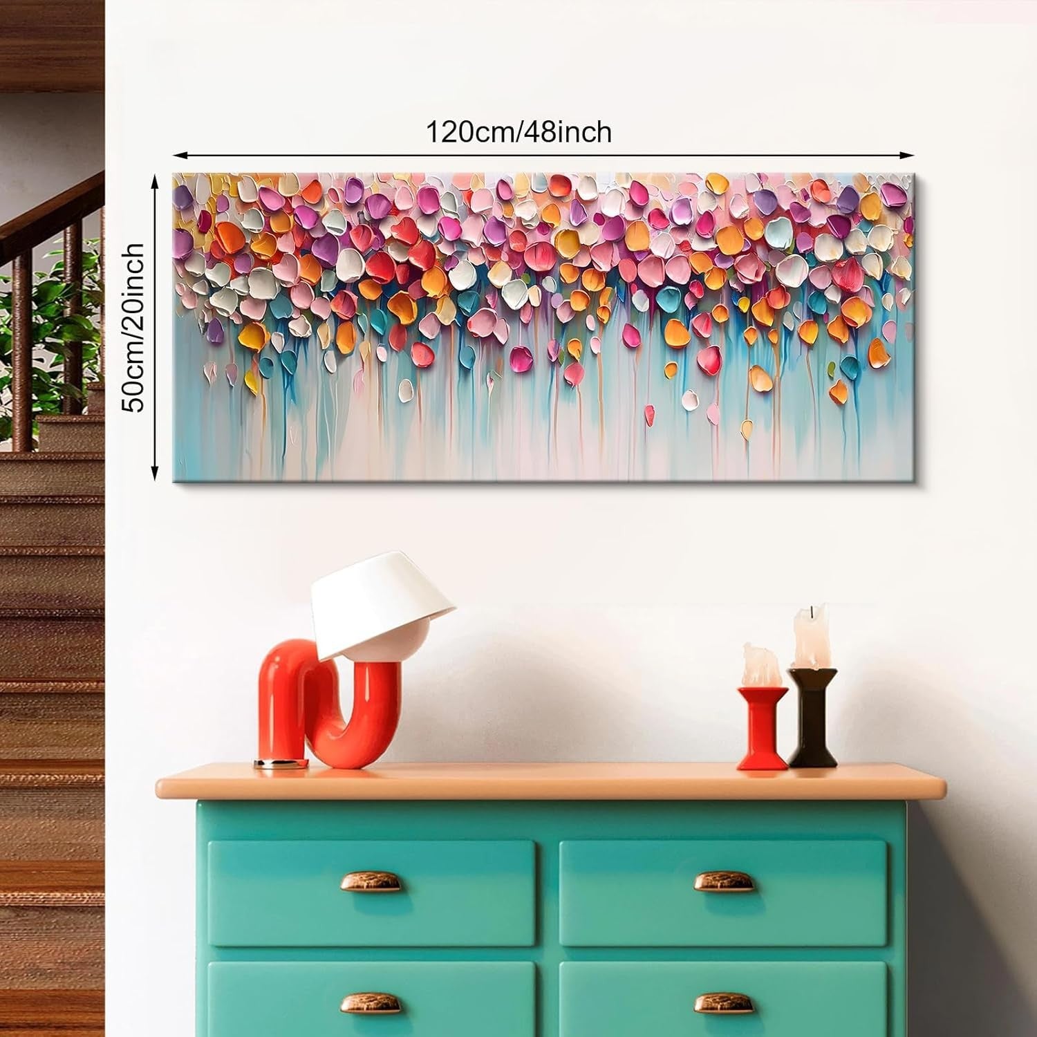 Large 3D Textured Canvas Wall Art 120x50cm Framed Colourful