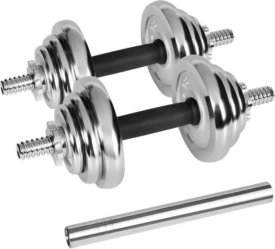 Adjustable Dumbbells Barbell Set 20kg Chrome Cast Iron Home Gym Case