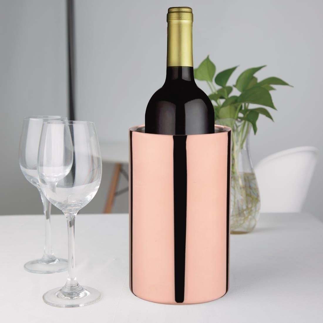 Copper Wine Bottle Cooler Double Wall Insulated Champagne Chiller Luxury