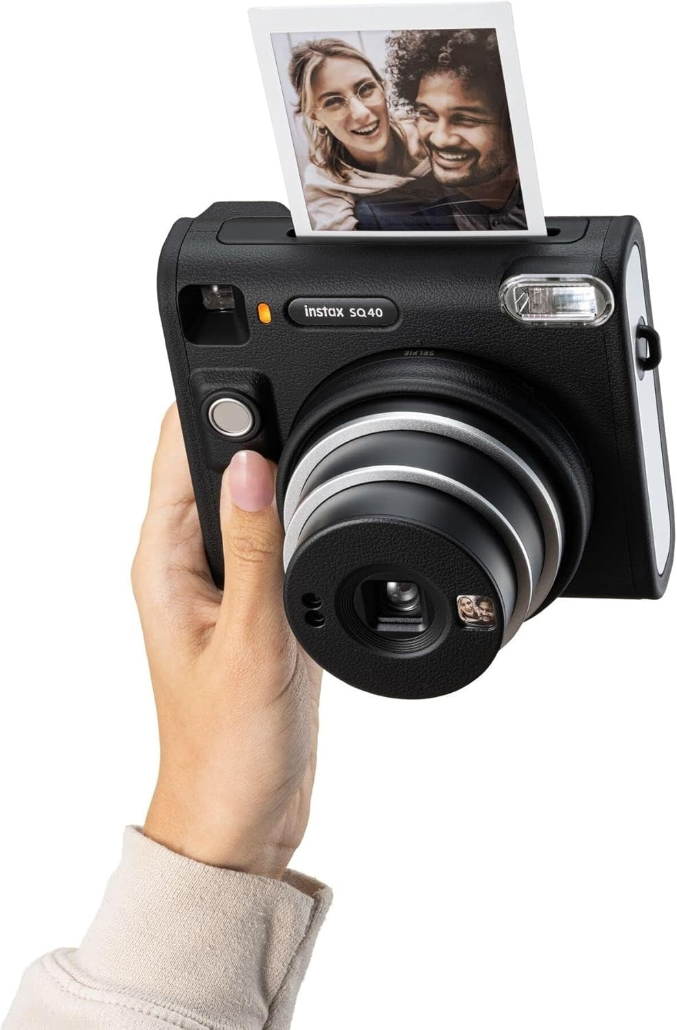 Square Instant Camera Selfie Mirror Auto Exposure Black Camera