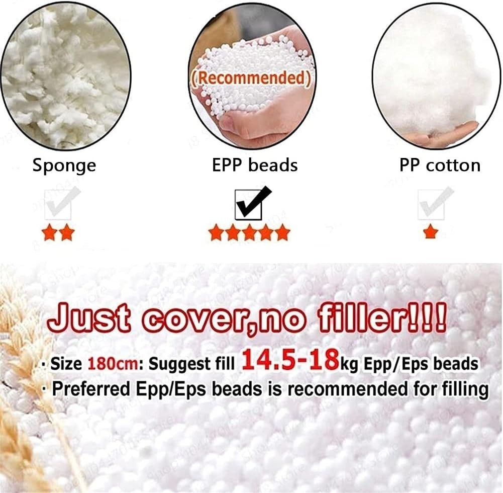 White Giant Faux Fur Bean Bag Chair Cover Ultra Soft Fluffy 5ft Seat Sofa