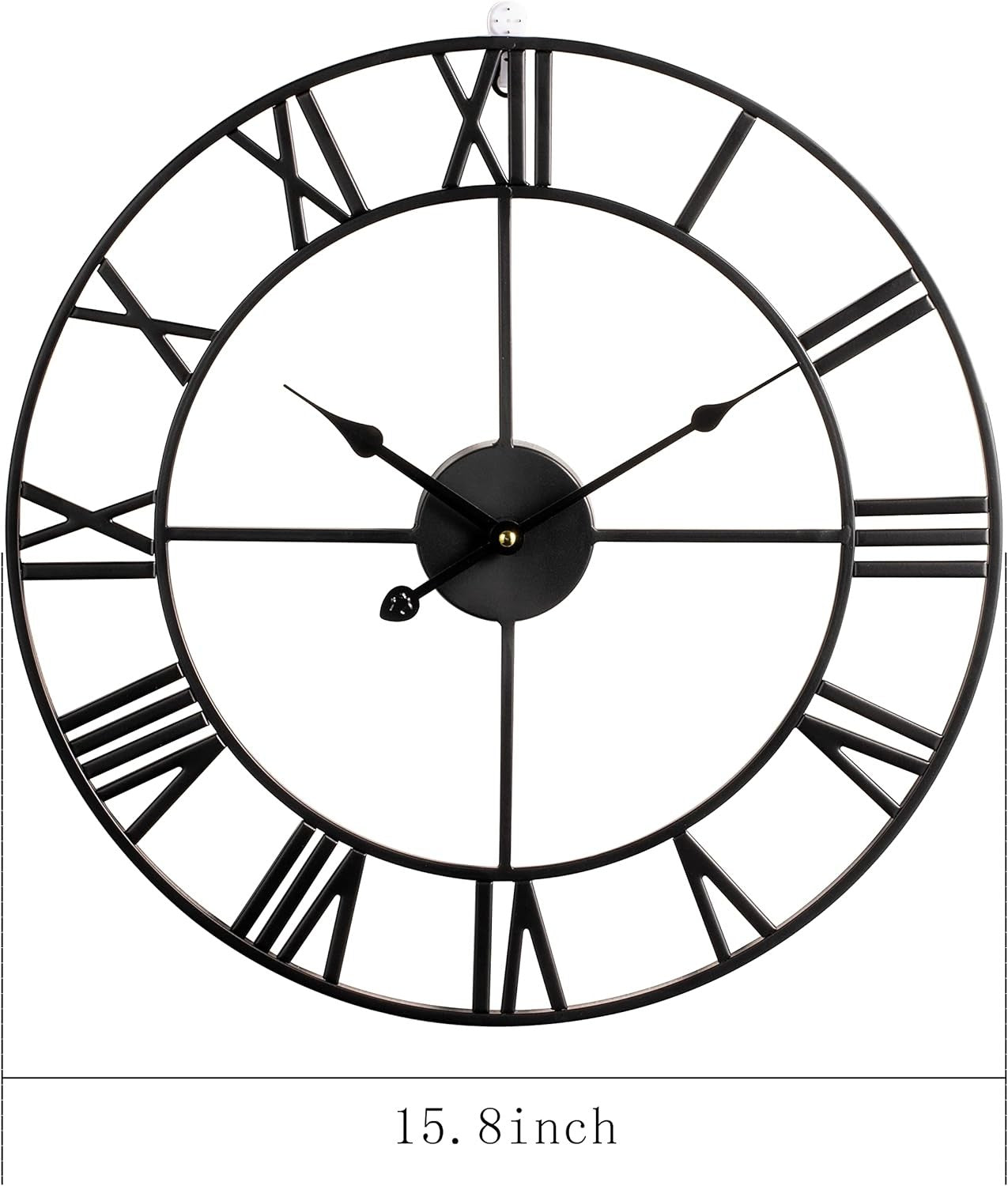 40cm Large Roman Numeral Wall Clock Black Metal Silent Quartz Modern Decor