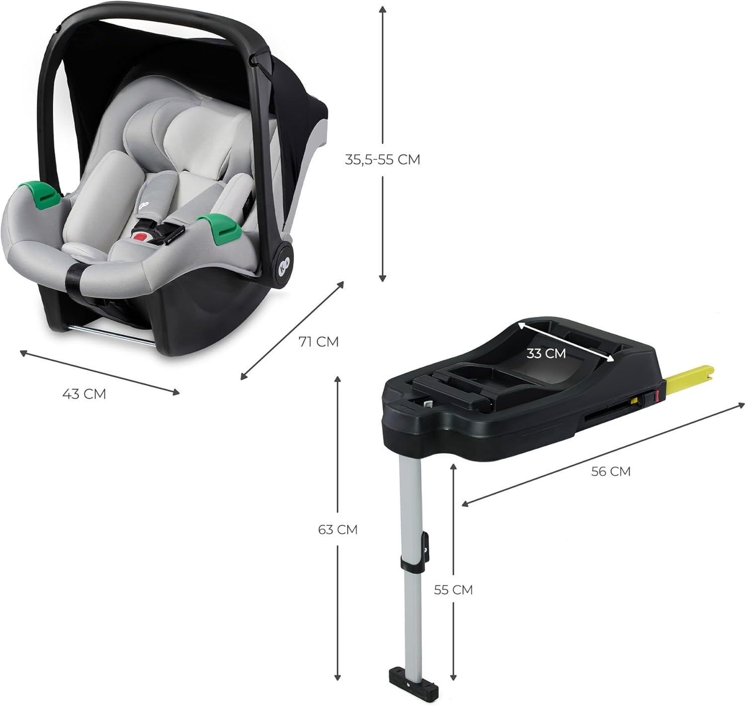 i-Size Baby Car Seat ISOFIX Base Rear Facing 40–75cm Newborn Grey
