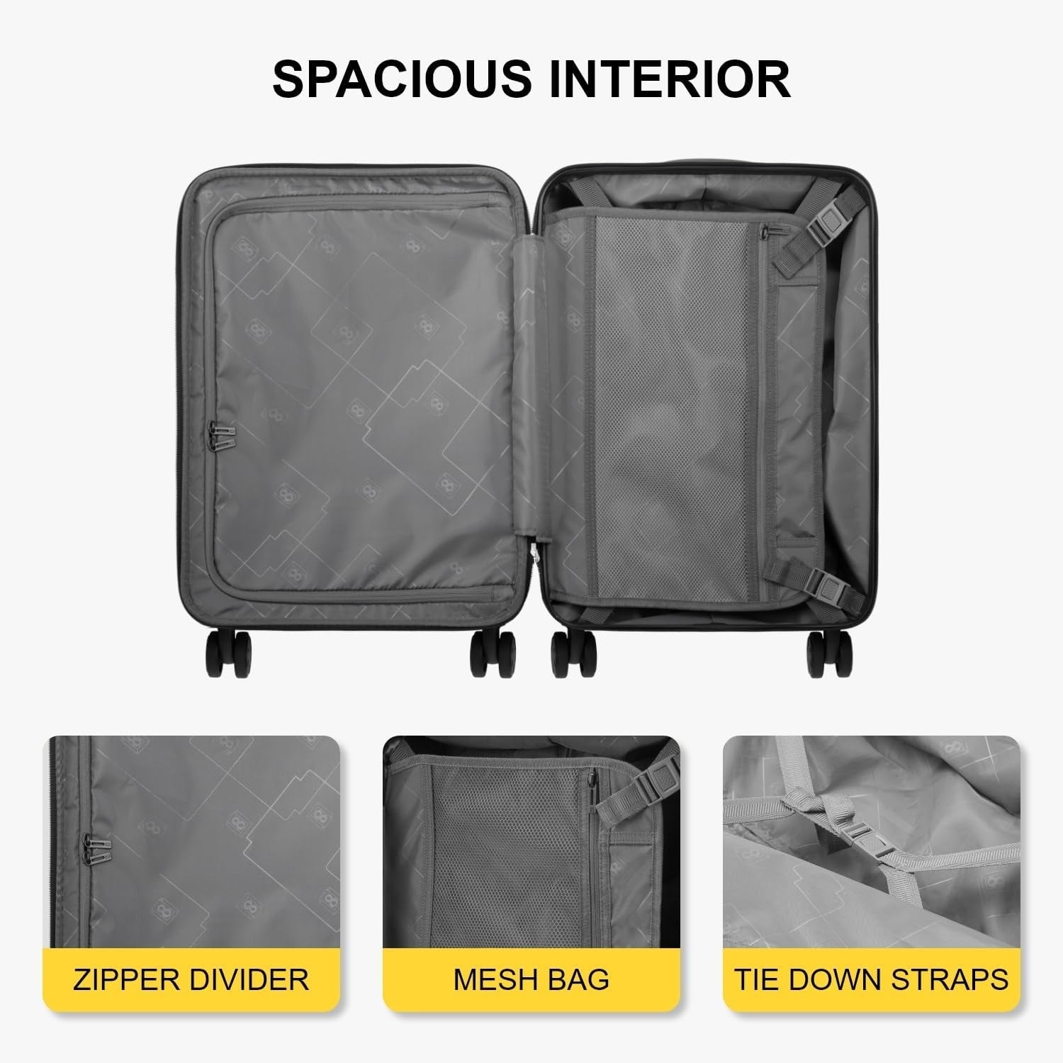Expandable Cabin Suitcase 20in Hardshell Spinner Carry On Laptop TSA