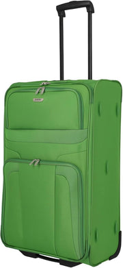 Large Soft Shell Travel Suitcase 2 Wheel Trolley 73cm 80L Green