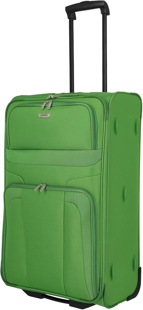 Large Soft Shell Travel Suitcase 2 Wheel Trolley 73cm 80L Green