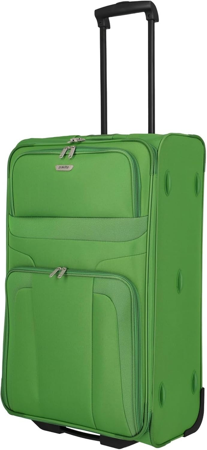 Large Soft Shell Travel Suitcase 2 Wheel Trolley 73cm 80L Green