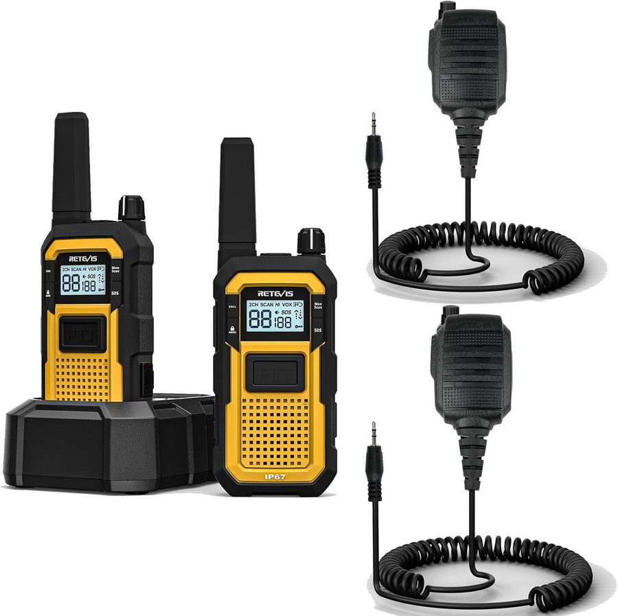 Heavy Duty Waterproof Walkie Talkies IP67 2000mAh Long Range 2 Pack