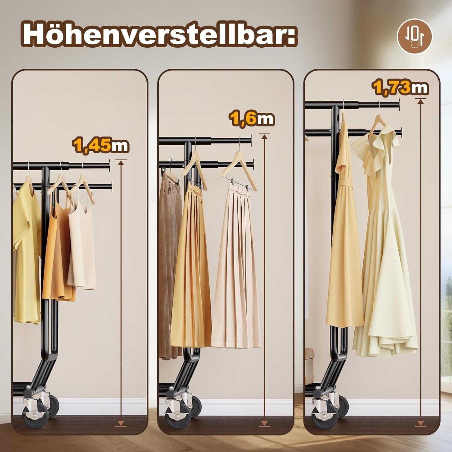 Heavy Duty Double Rail Clothes Rack 650lbs Extendable Black