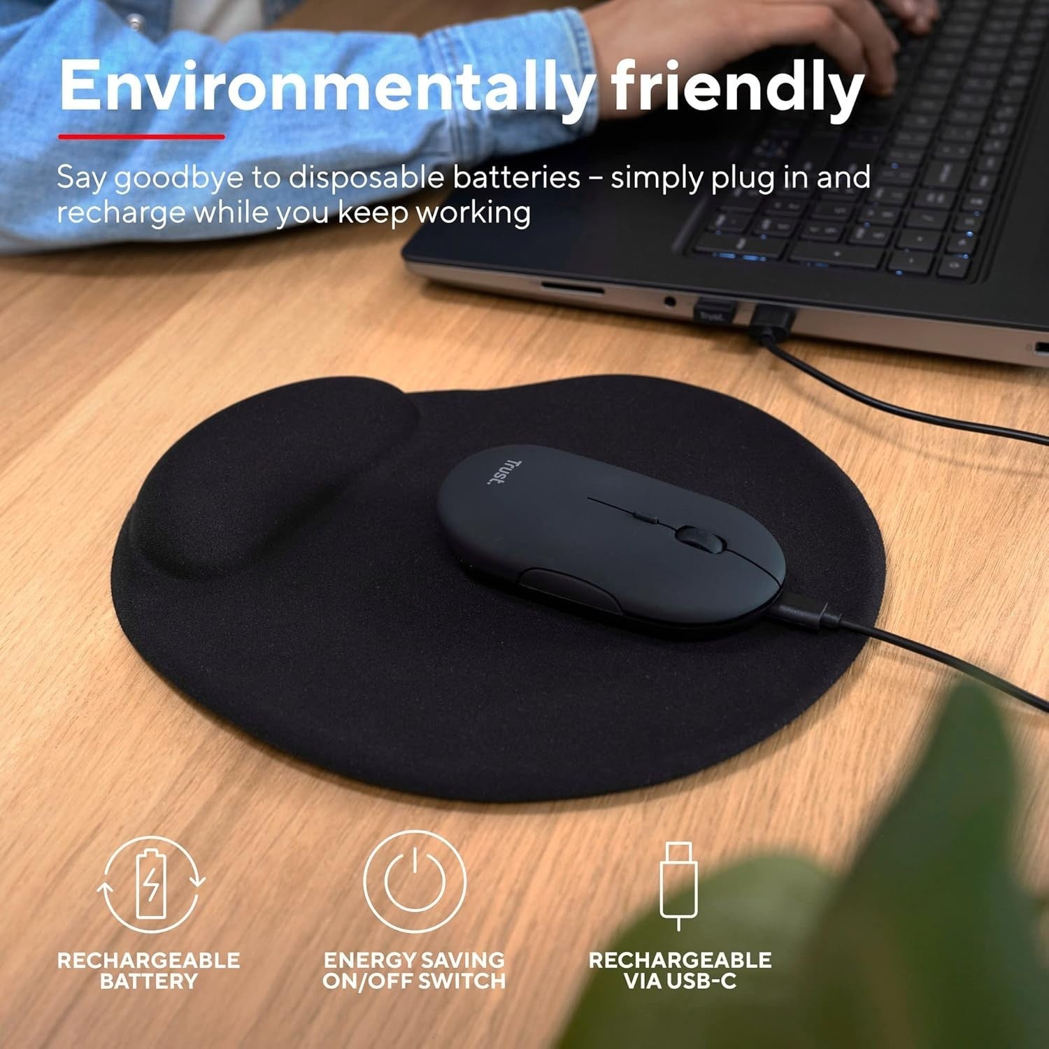 Rechargeable Wireless Mouse Bluetooth 2.4GHz Silent Slim