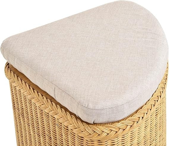 Luxury Rattan Laundry Basket with Padded Seat & Lid – Corner Storage Hamper