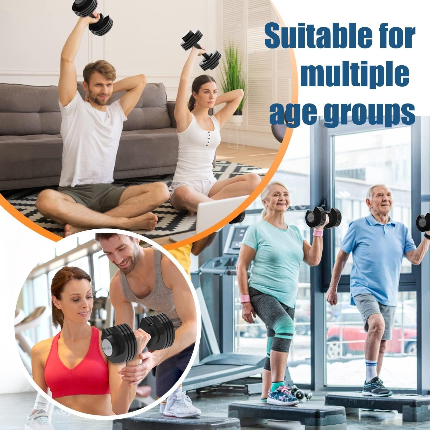 12.5KG x2 Adjustable Dumbbells Pair Quick Dial Space Saving Home Gym