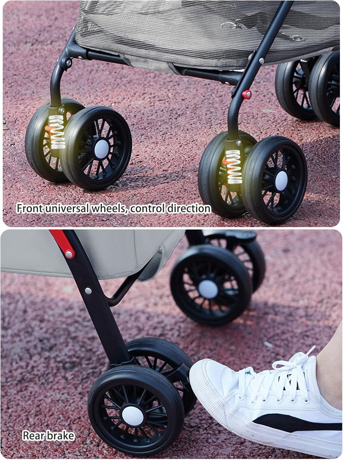 Black Portable Pet Travel Stroller Foldable Pushchair for Small Dogs Cats
