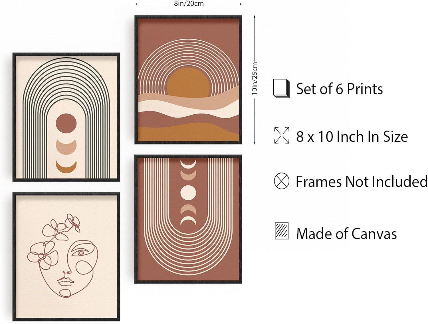 Boho Landscape Wall Art Prints Set 9pc 8x10in Unframed