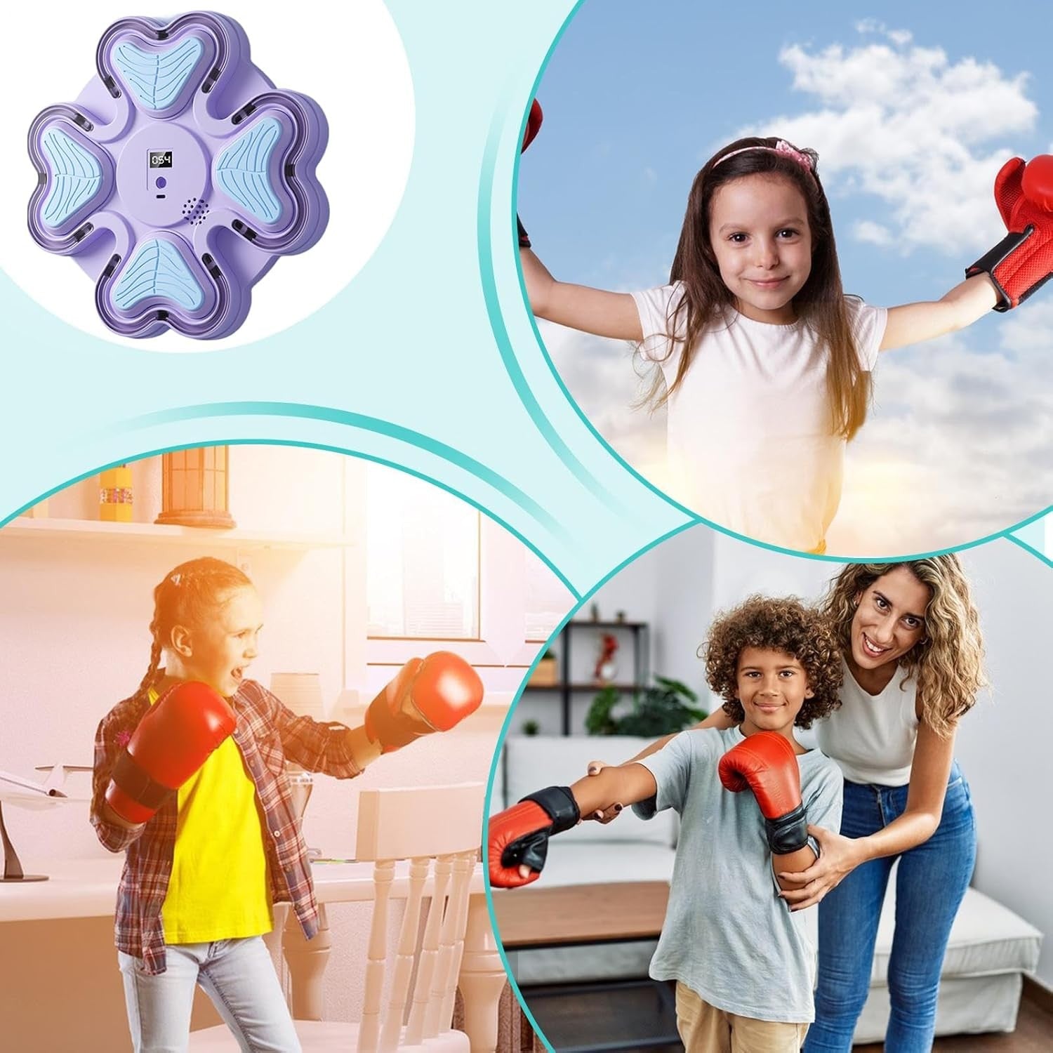 Wall Boxing Machine Purple Punch Trainer Home Gym Reaction Target Kids