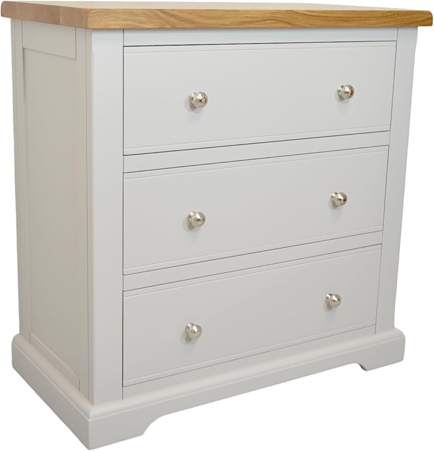 Oak Top Grey Chest 3 Deep Drawers Bedroom Storage Cabinet Modern