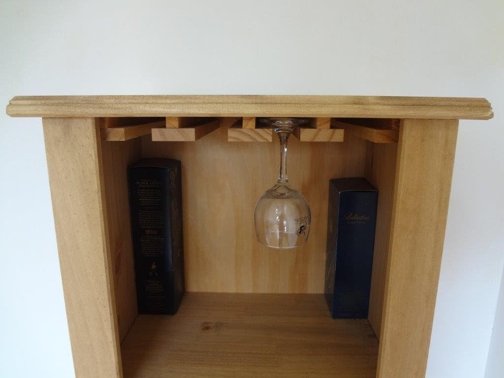 Tall Wooden Wine Rack Cabinet 16 Bottle Storage with Drawer & Shelves Home Bar