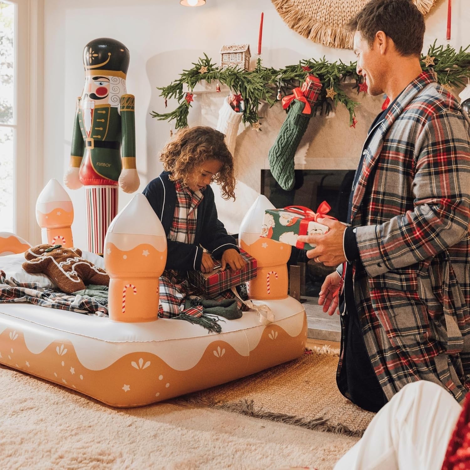 Kids Inflatable Gingerbread House Bed & Air Mattress Twin Sleepover Travel