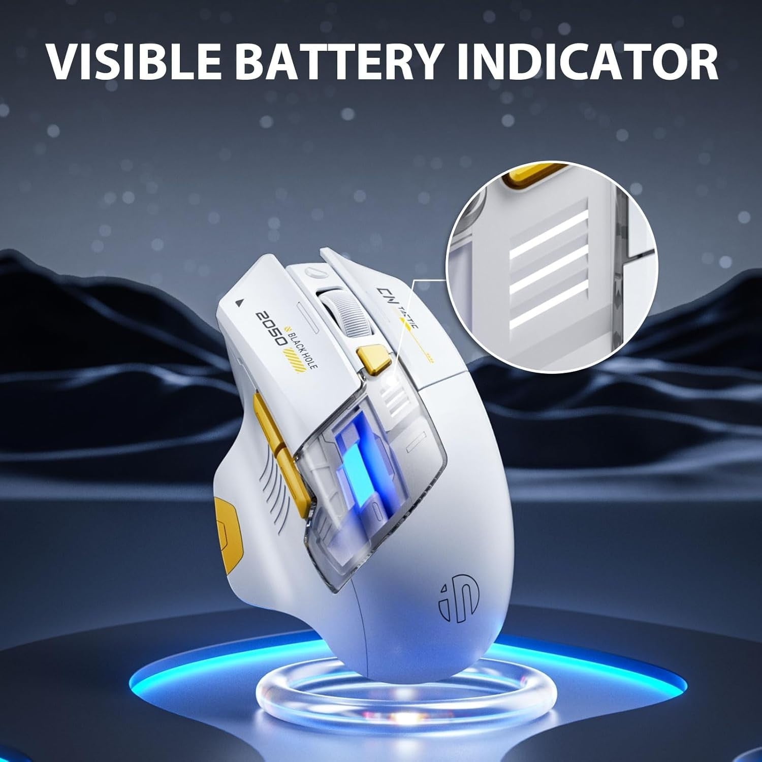 White Bluetooth Wireless Mouse Rechargeable RGB 2400DPI Dual Mode Laptop PC