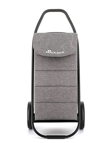 2-Wheel Aluminium Folding Shopping Trolley Big Bag with Pockets – Grey