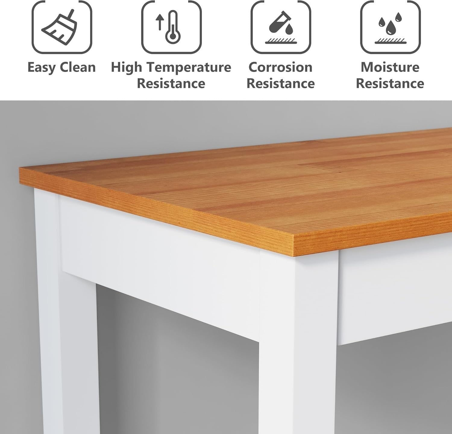 Solid Pine Wood Bar Table & 2 Stools Set | Compact, Rustic, Easy Assembly