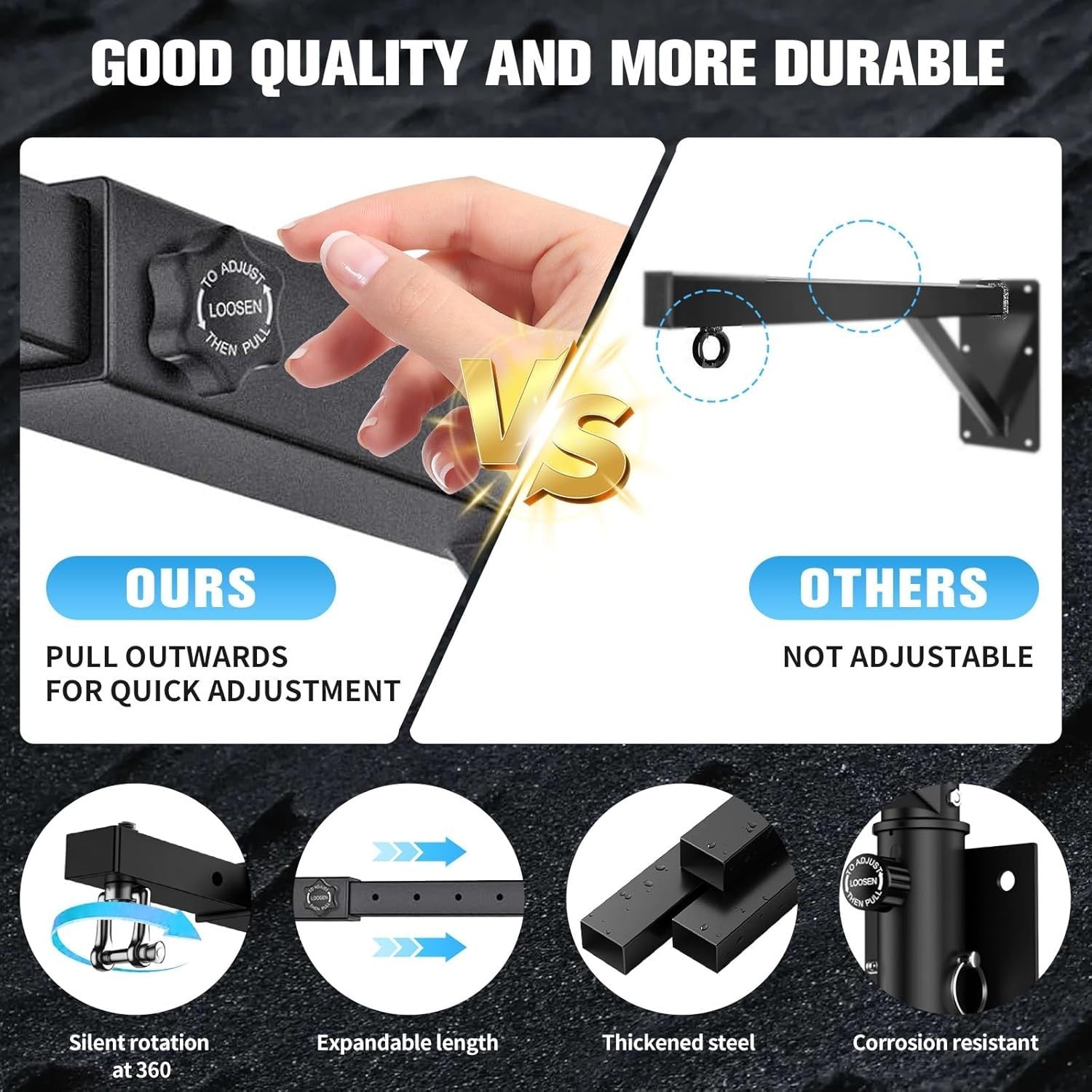 Adjustable Punch Bag Wall Bracket 360° Silent Heavy Duty Mount